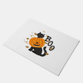 Halloween schwarze Katze Boo Fußmatte (Schrägansicht)