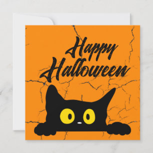Halloween Schwarze Katze erschüttert Textur Orange Feiertagskarte