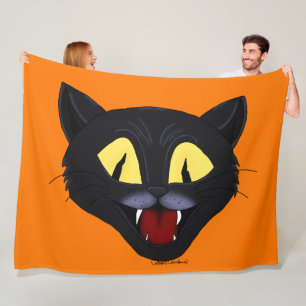 Halloween schwarze Katze Fleecedecke