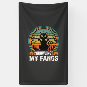 Halloween schwarze Katze fletscht meine Zähne Retr Banner