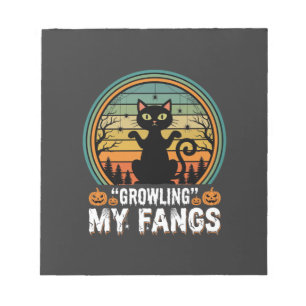 Halloween schwarze Katze fletscht meine Zähne Retr Notizblock