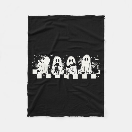 Halloween-Schwarze Katze Geist Halloween Geist Gru Fleecedecke (Vorderseite)