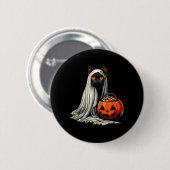 Halloween-Schwarze-Katze-Geist-Kostüm-Kürbis 1 Button (Vorne & Hinten)