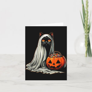 Halloween-Schwarze-Katze-Geist-Kostüm-Kürbis 1 Karte