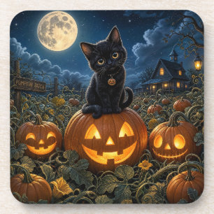 Halloween schwarze Katze Getränkeuntersetzer