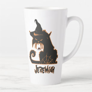 Halloween schwarze Katze Hexe gruselige Spinnen    Milchtasse