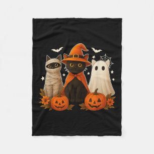 Halloween schwarze Katze Hexe gruseliger Kürbis Fr Fleecedecke