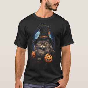 Halloween-Schwarze-Katze-Hexe-Kostüm Gruseliges Kä T-Shirt