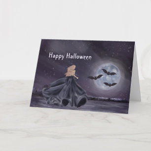 Halloween schwarze Katze Hexe Kürbis Sukkulenten F Karte