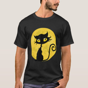 Halloween schwarze Katze Hexe Vollmond Vintage Män T-Shirt