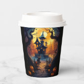 Halloween/Schwarze Katze/Hexe/Zauberkünstlerisches Pappbecher (Rückseite)