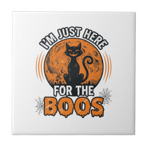 Halloween-Schwarze Katze hier für die Buh Vintage- Fliese