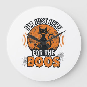 Halloween schwarze Katze hier für die Buh Vintage- Große Wanduhr