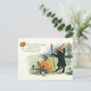 Halloween-Schwarze-Katze-Kätzchen-Mäuse-Maus-Postk Postkarte