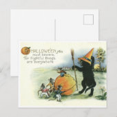 Halloween-Schwarze-Katze-Kätzchen-Mäuse-Maus-Postk Postkarte (Vorne/Hinten)