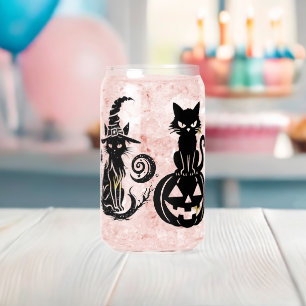 Halloween schwarze Katze & Kürbis-Eiskaffee Dosenglas