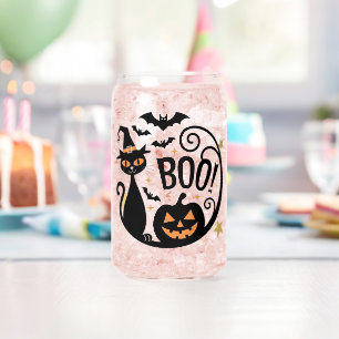 Halloween schwarze Katze & Kürbis-Eiskaffee Dosenglas