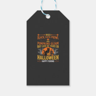 Halloween-Schwarze-Katze-Kürbis-Glückliches-Angeln Geschenkanhänger