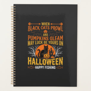 Halloween-Schwarze-Katze-Kürbis-glückliches-Angeln Planer