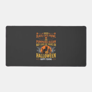 Halloween-Schwarze-Katze-Kürbis-glückliches-Angeln Schreibtischunterlage