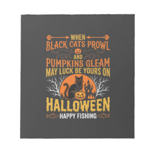 Halloween-Schwarze-Katze-Kürbis-glückliches-Angler Notizblock