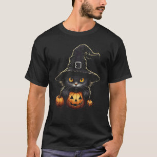 Halloween schwarze Katze Kürbis Herbst Herbst Grus T-Shirt