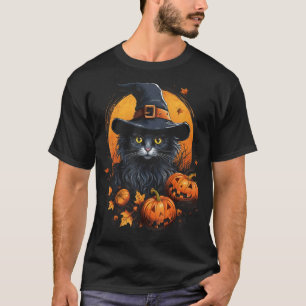 Halloween schwarze Katze Kürbis Herbst Herbst Grus T-Shirt