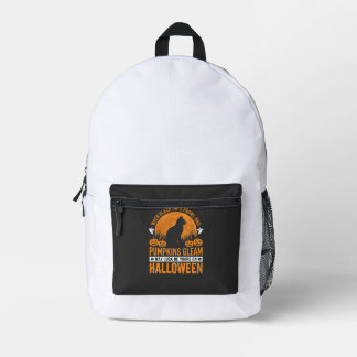 Halloween schwarze Katze Kürbis Mond Design_1 Bedruckter Rucksack