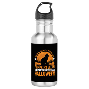 Halloween-Schwarze-Katze-Kürbis-Mond-Design_1 Edelstahlflasche