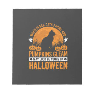 Halloween-Schwarze-Katze-Kürbis-Mond-Design_1 Notizblock