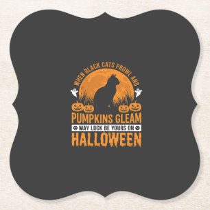 Halloween-Schwarze-Katze-Kürbis-Mond-Design_1 Untersetzer