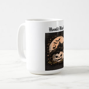 Halloween schwarze Katze & Kürbis Mondlicht Kaffeetasse