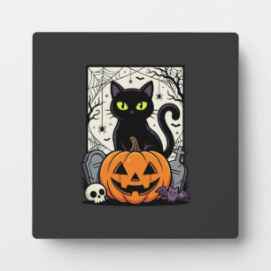 Halloween-Schwarze-Katze-Kürbis-Vektorgrafik Fotoplatte