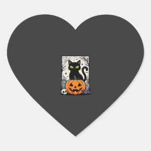 Halloween-Schwarze-Katze-Kürbis-Vektorgrafik Herz-Aufkleber