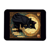 Halloween-Schwarze Katze liest ein Buch Magnet (Horizontal)