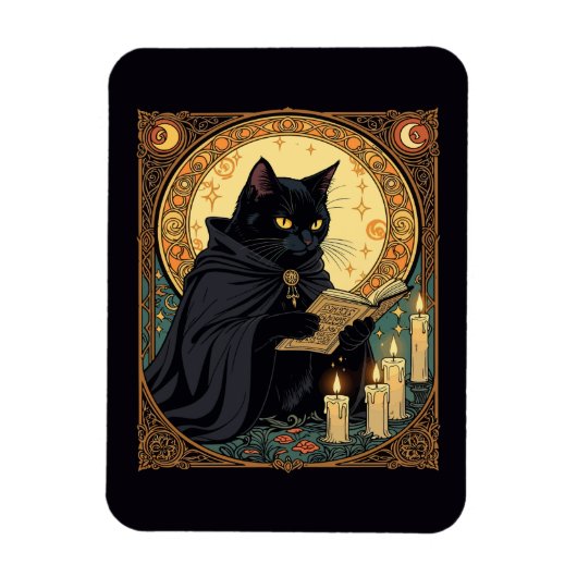 Halloween-Schwarze Katze liest ein Buch Magnet (Vertikal)