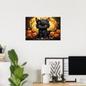 Halloween Schwarze Katze mit Jack-O'-Lanterns Poster (Heimbüro)