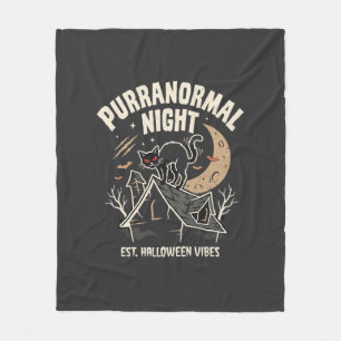 Halloween-Schwarze-Katze-Mond (2) Fleecedecke