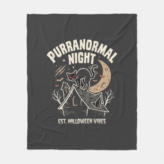 Halloween-Schwarze-Katze-Mond (2) Fleecedecke (Vorderseite)