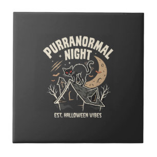 Halloween-Schwarze-Katze-Mond (2) Fliese