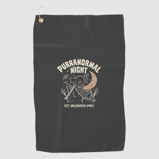 Halloween-Schwarze-Katze-Mond (2) Golfhandtuch (Vorderseite)