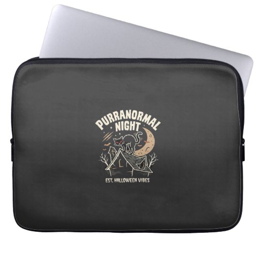 Halloween-Schwarze-Katze-Mond (2) Laptopschutzhülle (Vorderseite)