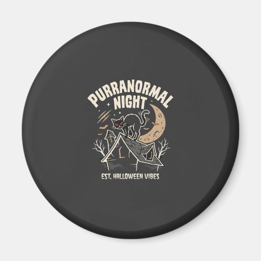 Halloween-Schwarze-Katze-Mond (2) Magnet (Vorne)