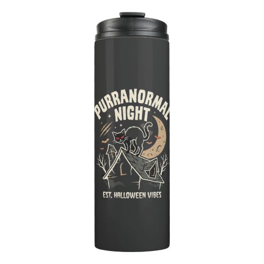 Halloween-Schwarze Katze Mond (2) Thermosbecher (Vorderseite)