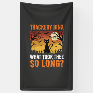 Halloween-Schwarze-Katze-Mond-Friedhof-Zitat-Desig Banner