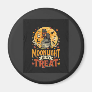 Halloween-Schwarze-Katze-Mond-Magie Magnet