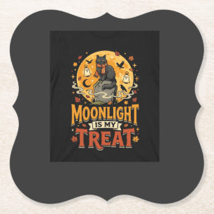 Halloween-Schwarze-Katze-Mond-Magie Untersetzer
