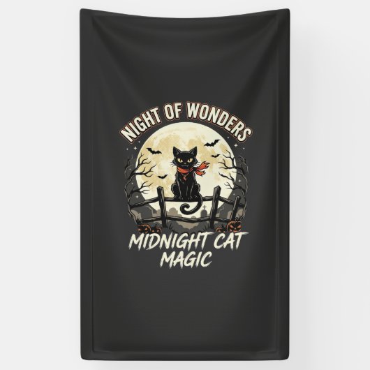 Halloween-Schwarze Katze Mondlicht Banner (Vertikal)