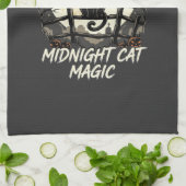 Halloween schwarze Katze Mondlicht Geschirrtuch (Gefaltet)