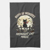 Halloween schwarze Katze Mondlicht Geschirrtuch (Vertikal)
